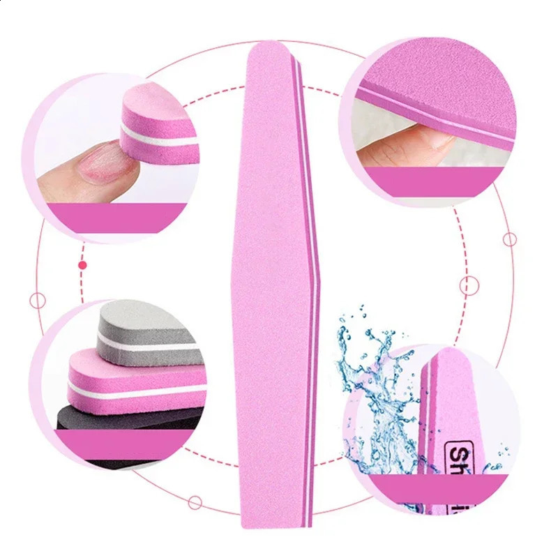 5pcs 100/180 Nail Buffer Double-sided Rubbing Strip For Manicure Nail Art Tools Washable Grinding Sanding Polishing Nails Files 241223