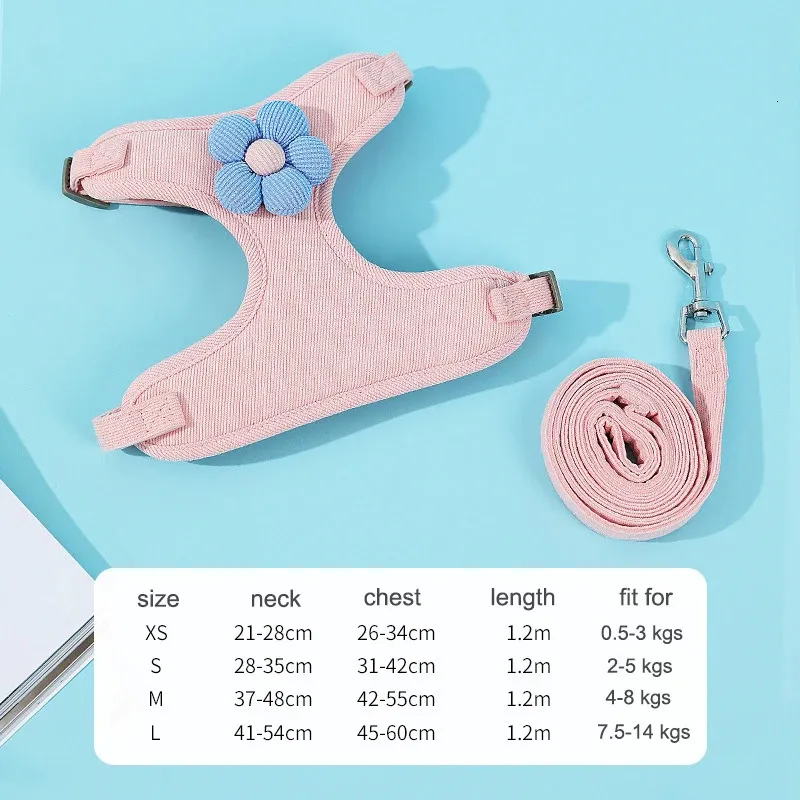 Dog Cat Harness Vest Chest Rope Set Breathable Adjustable Pet Harness for Small Medium Dogs Outdoor Walking
