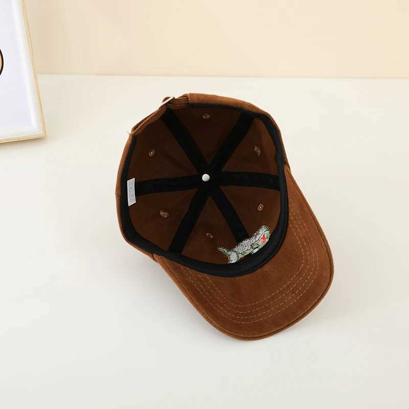 Caps Hats 2024 school boys baseball cap dinosaur embroidery childrens outdoor summer 2-8 year baby sports H24122321ZE