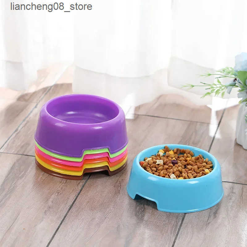 Dog Bowls Dishes Solid Color Pet Bowl Plastic Dog Bowl Cat Bowls Round Single Bowls Thickened Eco-Friendly Pet Supplies Dog Accessories L240910