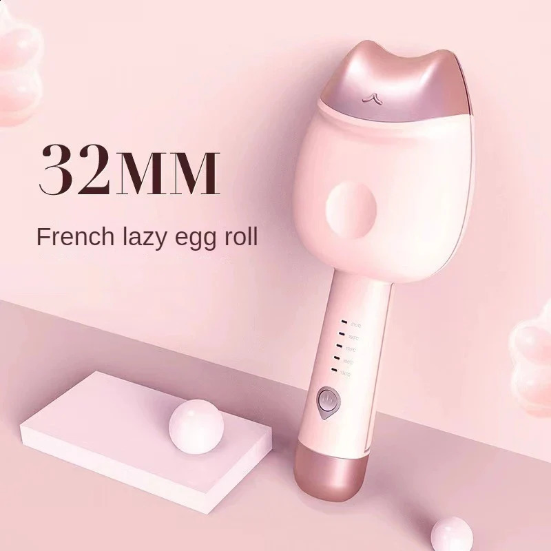 32mm Cat Ear 2 Barrels Ceramic Curling Irons Egg Rolls Hair Curler For Mini Hair Crimper Curling Hair Styling Tools 241223