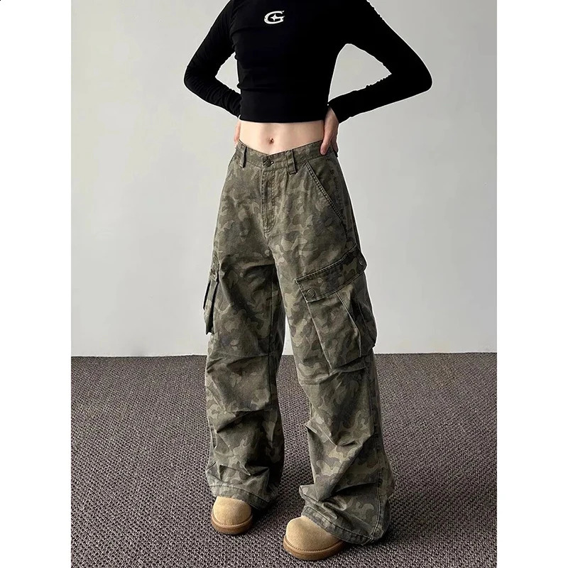 Womens Camouflage Pants Baggy Vintage Harajuku Y2k Sweatpants 90s Aesthetic Oversize Pants Wide Leg Trousers 2000s Clothes 2024 241223