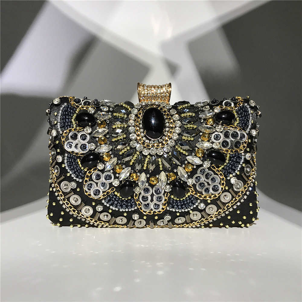 Dinner Bag Clutch Bag Handmade Beaded Dress with Diamond Fashion Bag Womens Tote Bags 240920