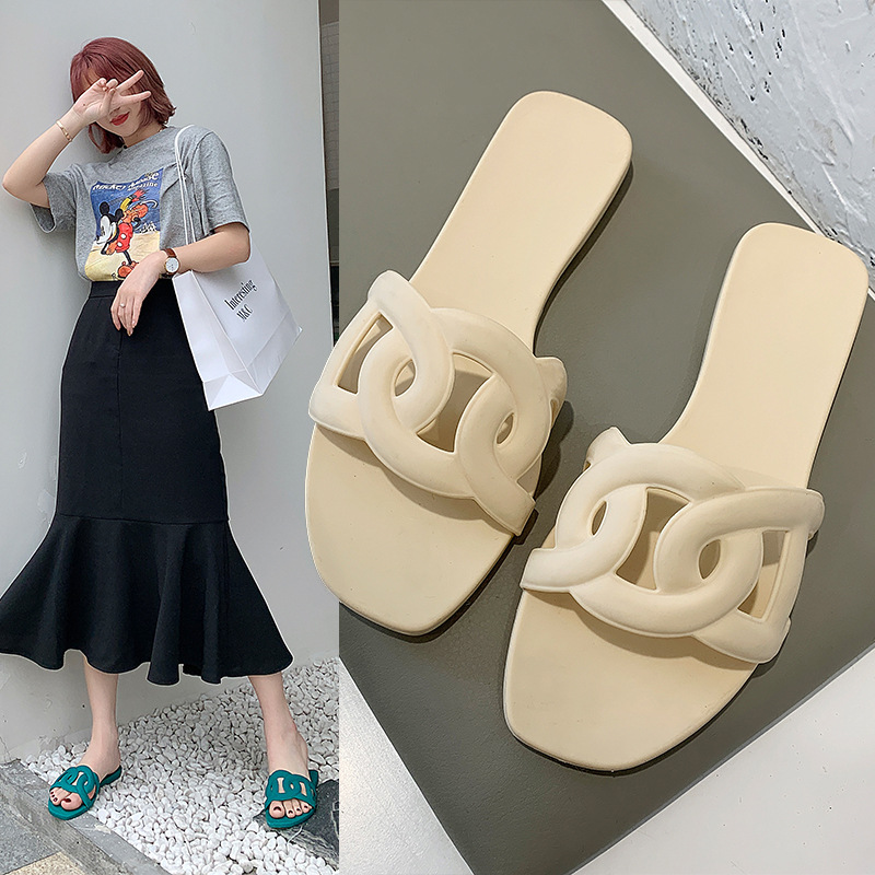 home slippers female summer net red pig nose jelly slippers outside the beach flat flip-flops manufacturers direct sales 2025 colorful shoes