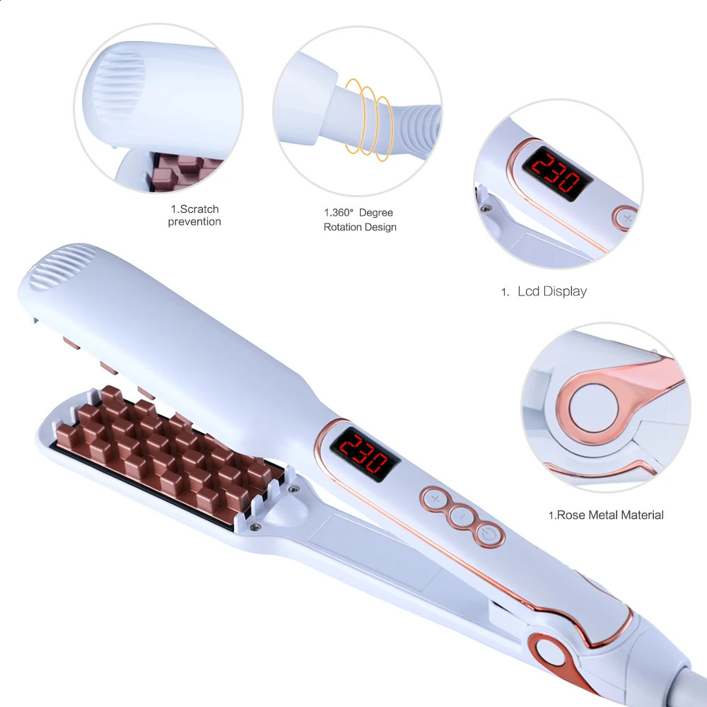 Classic 1 12 Inch Volumizing Hair Iron Hair Straightener Brush Comb 2 in 1 Hair Straightener Comb Crimper Waves Corn Brushes 241223