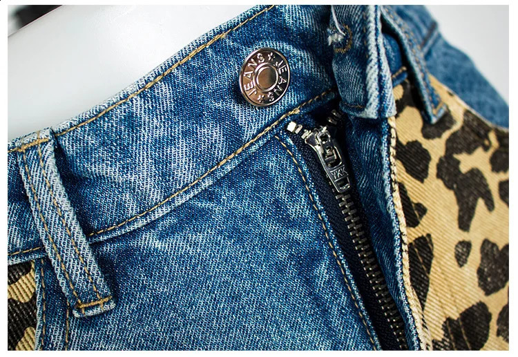 Straight Jeans Women Slouchy Leopard Print Denim Pants Color Block Trendy Aesthetic Trousers Boyfriend Oversize 3XL 4XL Palazzo 241220