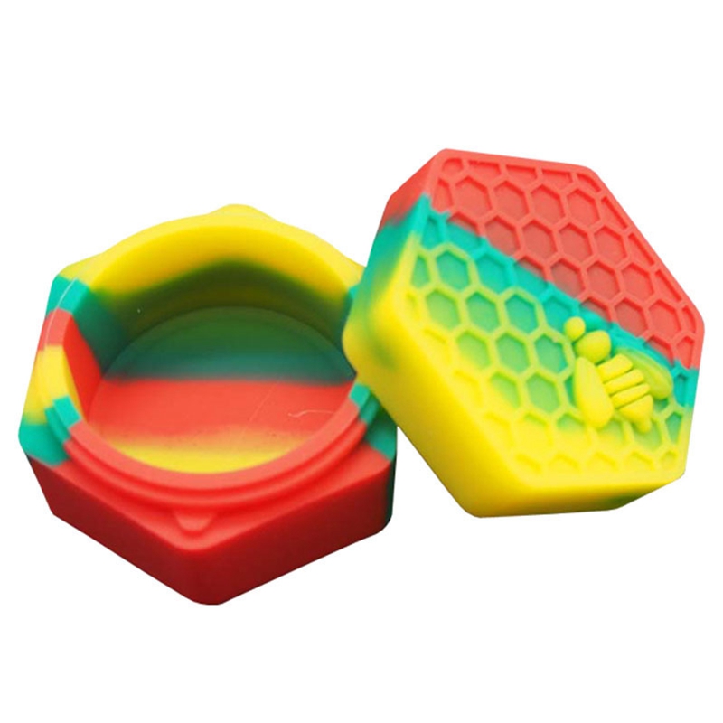 2Pcs 26ml Nonstick Honeybee wax containers hexagon silicone container food grade jars dab tool storage jar oil holder box