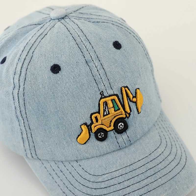 Caps Hats Baby boy hat bulldozer embroidered pure cotton summer childrens baseball hat baby girl hat 50-54cm suitable for children aged 2-8 H241223