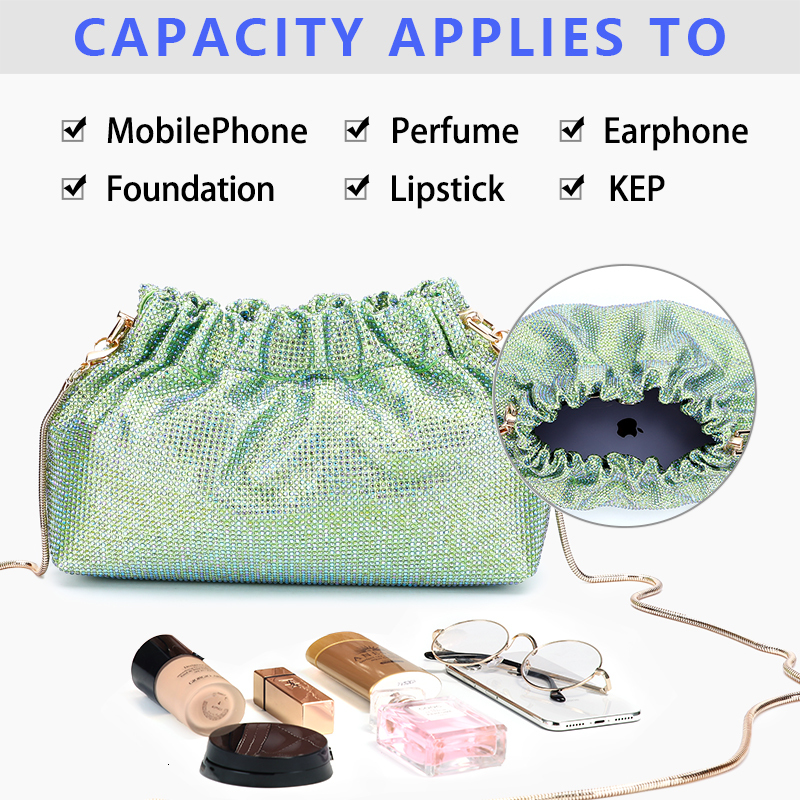 Newest Ladies Dinner Wedding Bridal Wallet Party Christmas Gift Crossbody Stone Crystal Rhie Dia Evening Bag