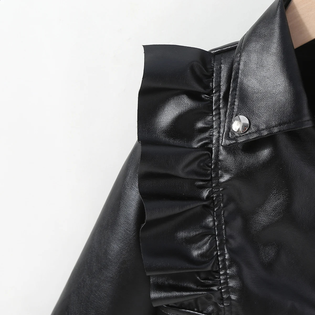 hibobi Toddler Solid Color Lapel Leather Hat Baby Girl Spring Autumn Winter PU Coat Fashion Leather Jackets For Kid 1-7Y 241223