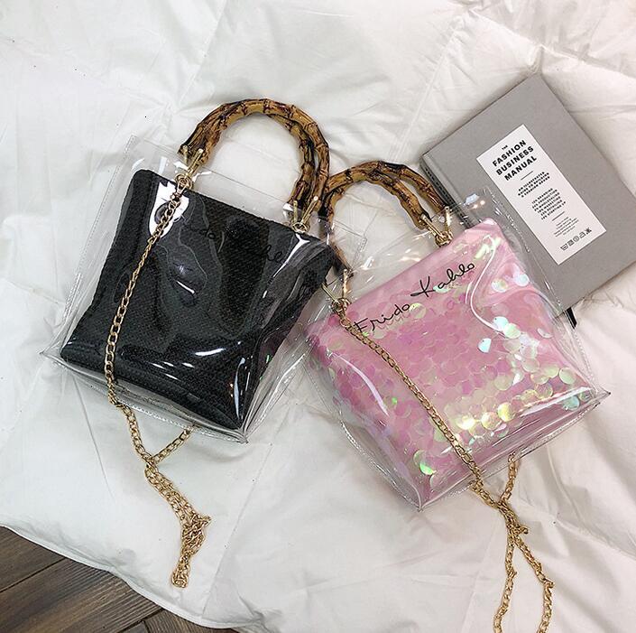 Summer Transparent Small Square Bamboo Festival Handlebar Seaside Wind Beach Single Shoulder Messenger Women's Bag