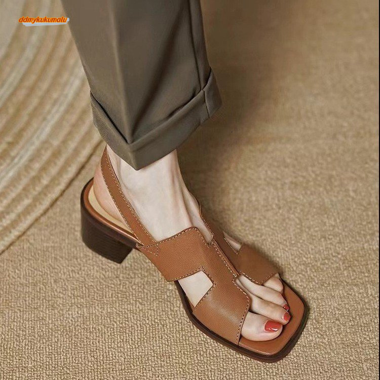 High sandals for women, 2024 new sexy thick heeled sandals, open toed fashion, single buckle strap, empty back women's shoes #33 ddmykukumalu