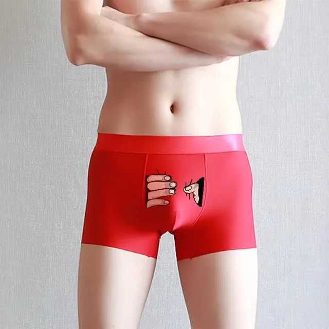Mens Luggage Fun Cartoon Printed Underwear Ice Silk U-shaped Perspective Bag Sexy No Trace Cute Breathable Underwear Slippery W241223