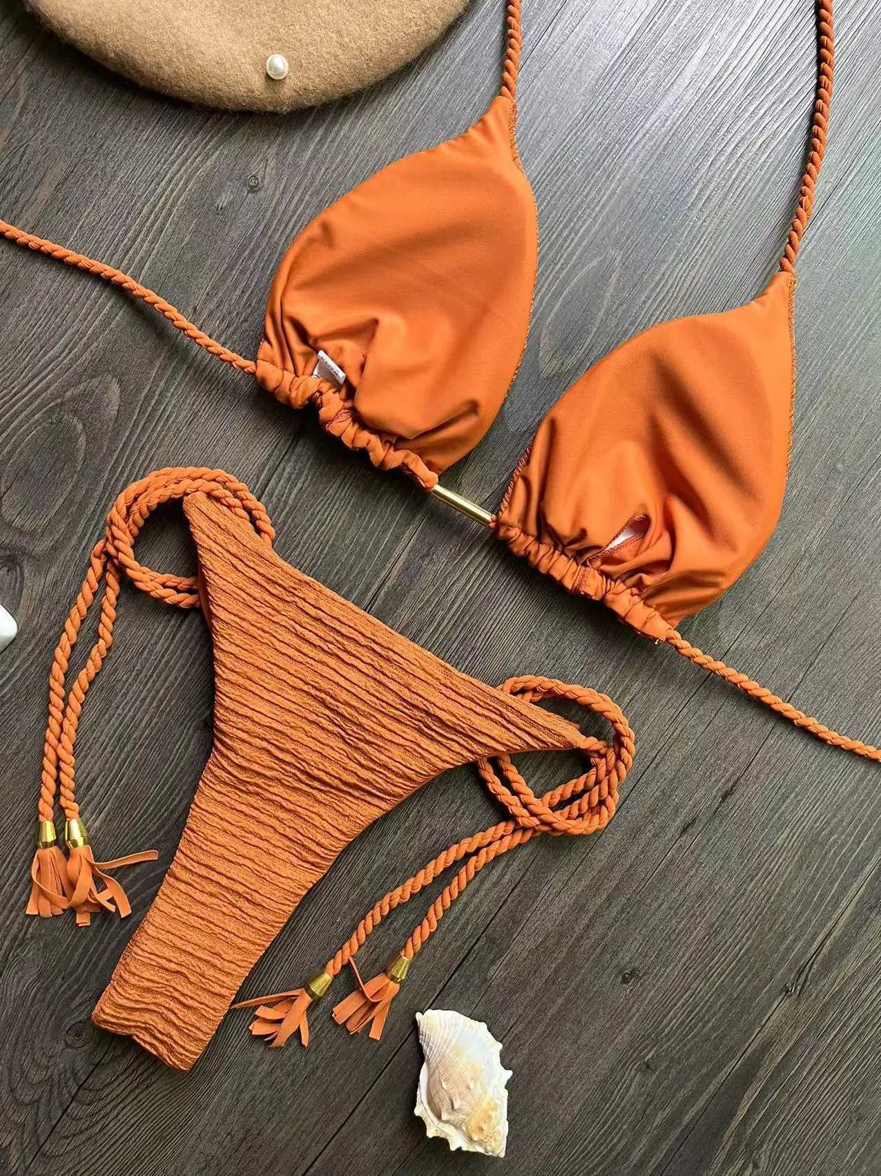 RUOTONGSEPT Sexy Braided Rope Straps Bikini Set 2024 New Swimsuit Women Swimwear Push Up Brazilian Bathing Suit Beach BiquinisXJ241223