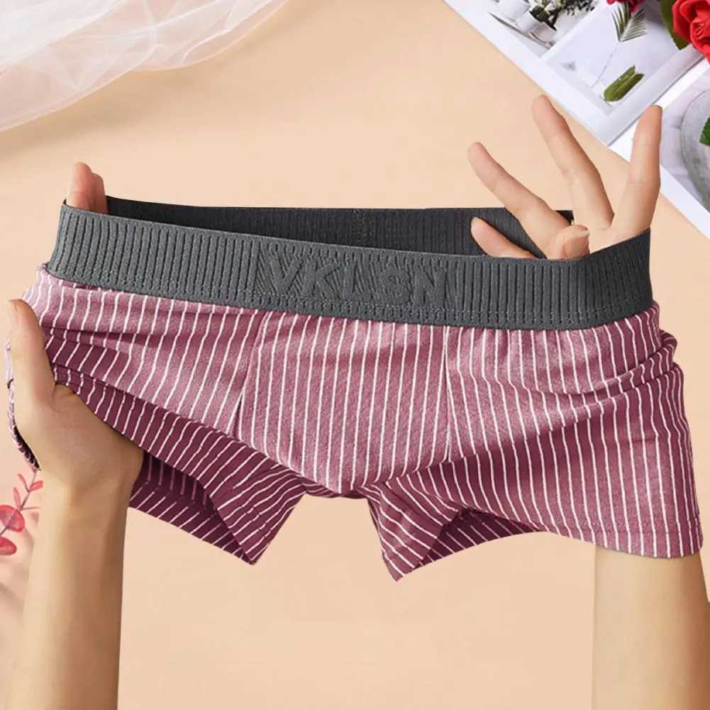 Mens Boxing Underwear ZTE Stripe Printed Patch Work Color Thin Shorts Quick Drying U-shaped Conveyor Underwear W241223
