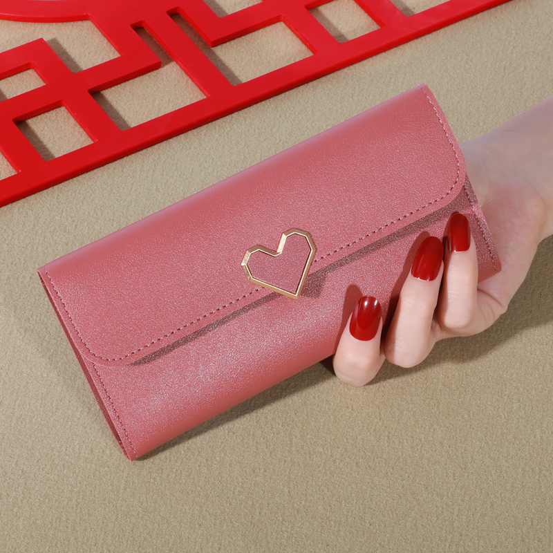 Minimalist Solid Color Long Wallet, Trifold Coin Purse, Clutch Credit Card Holder With Tassel Decor