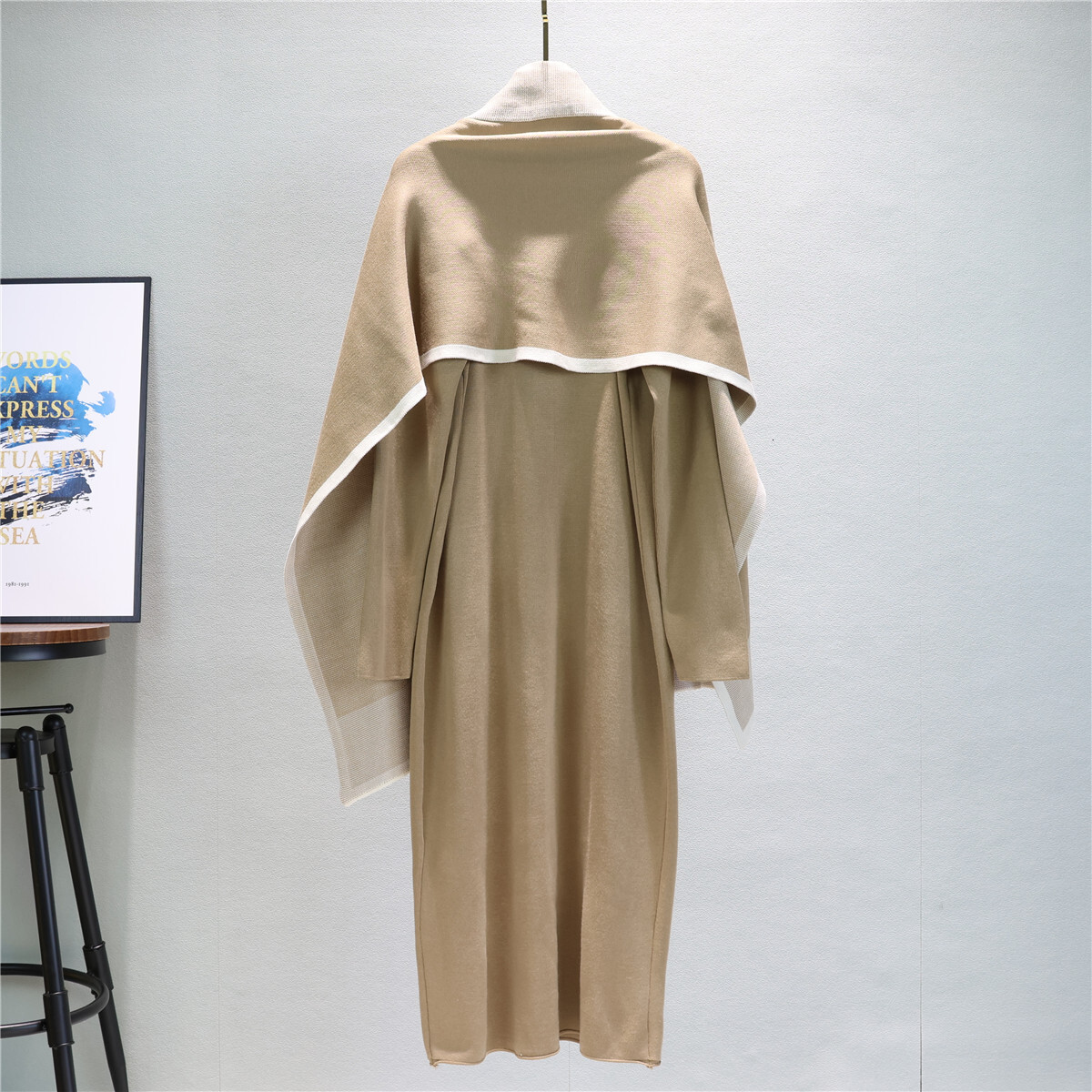 Elegant Women's Sets Knitted Tracksuit new Autumn Winter Long Dress And Scarf Two Piece Suit For Lady Outfit