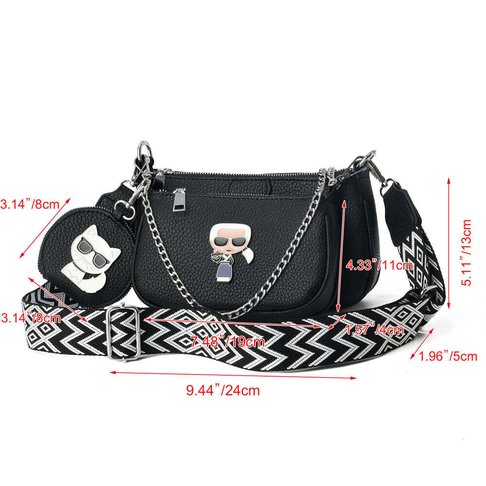 2024 New Mother and Child Versatile Internet Celebrity Fashion Cartoon Wide Strap Single Shoulder Women's Crossbody Bag