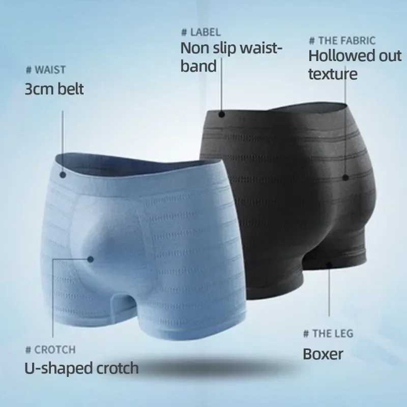 Mens underwear boxing organic cotton breathable underwear seamless and soft mens underwear flat pants comfortable plus size underwear W241223