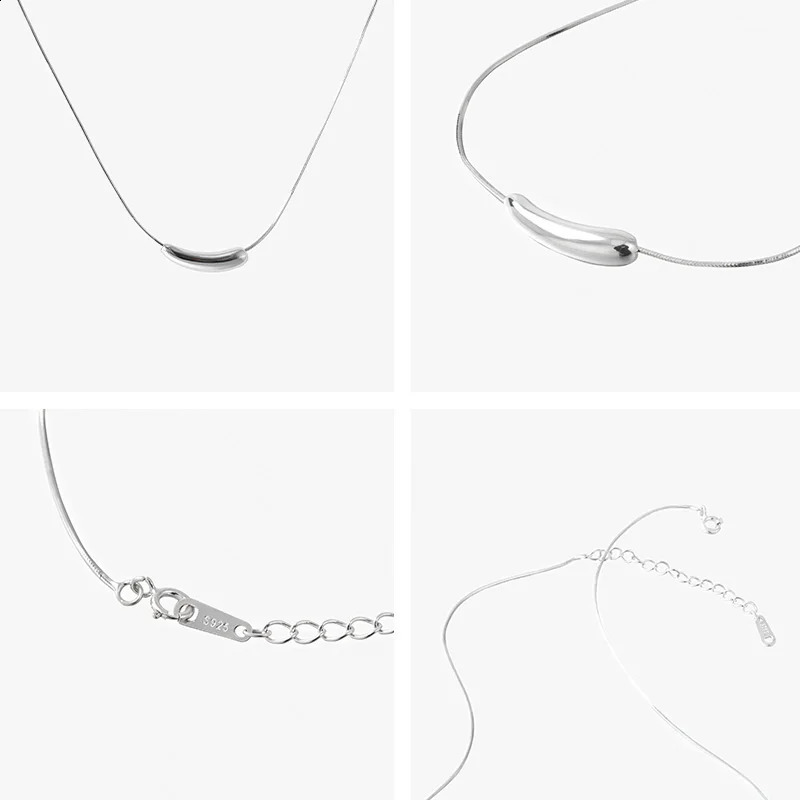 BEAUTODAY Necklace Women 925 Silver Snake Chain Thin 18k Gold Plated Smile Tiny Chic Ladies Fashion Accessories 93060 241220