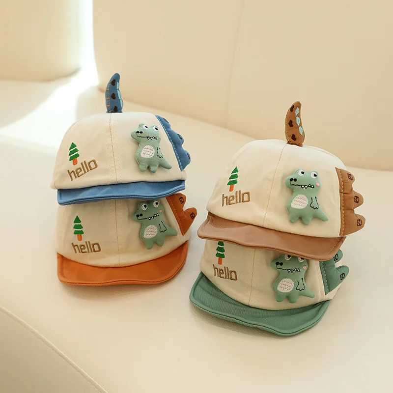 Caps Hats Baby Summer Hat Cartoon Cute Dinosaur Baby Baseball Hat Soft Brim Cotton Baby Boys and Girls Pea Hat H241223