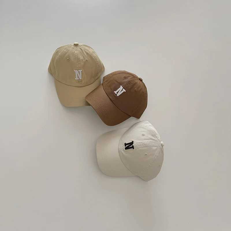 Caps Hats N-letter embroidered childrens baseball cap for boys and girls spring and summer soft cotton adjustable foot cap childrens outdoor leisure s