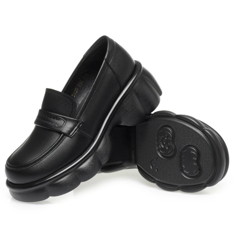 AIYUQI Genuine Leather Loafers Women Spring British Style Women Shoes Fashion Platform Shoes Women