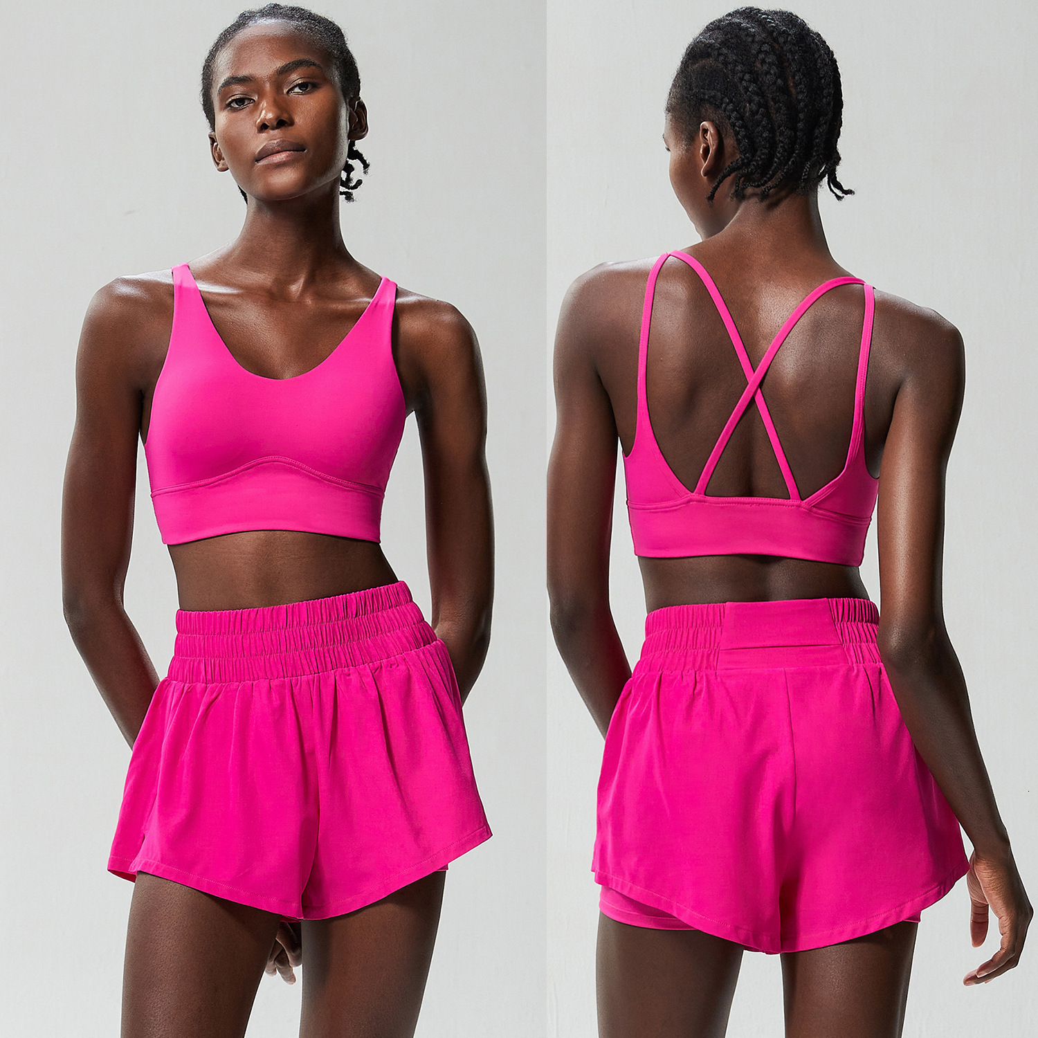 Women's Outdoor Running Clothes Summer Breathable Quick Drying Short Sportswear Two-piece Set Women's Yoga Set Women's Sportswear