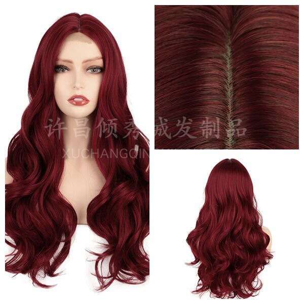 Women's Front Wig Middle Split Small Lace Solid Color Long Curled Hair Synthetic Headset Wigs