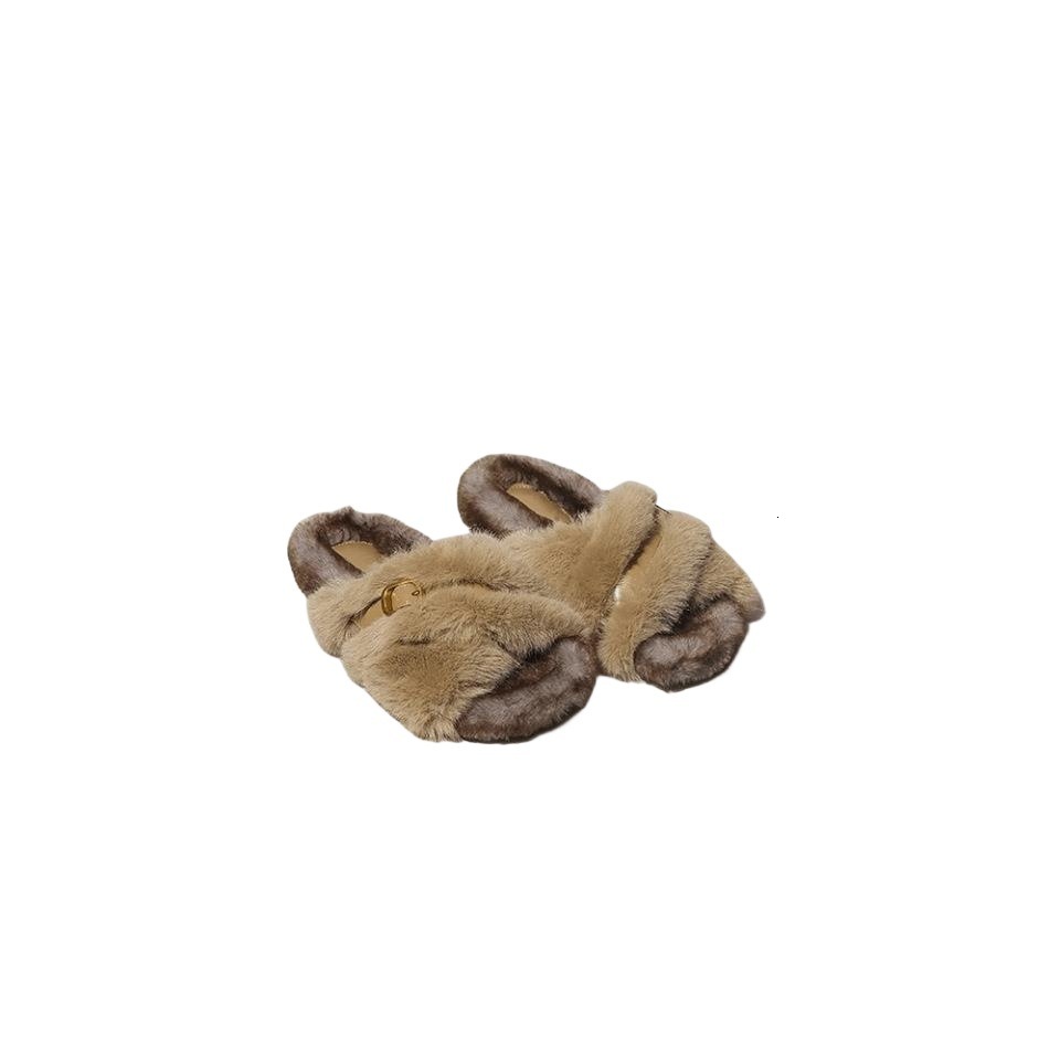 New Autumn 2023 Shoes For Women, Furry Flat Bottom Mink Fur Fairy Wearing Soft Soled Cotton Slippers