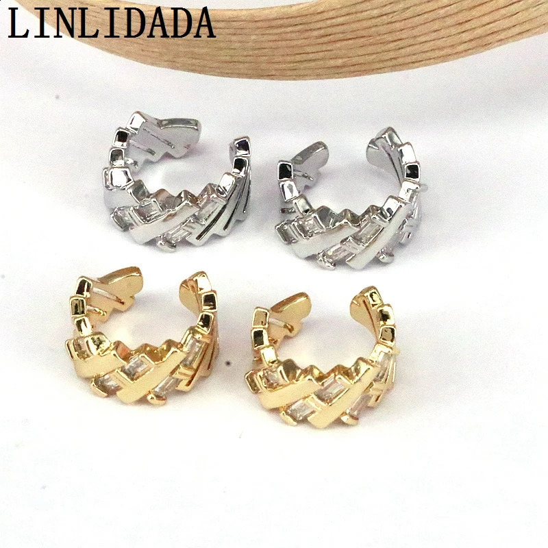 10Pairs Elegant 18k Gold Plated Inlaid Cubic Zirconia Multilayer Ear Cuff Simple Clip-on Earrings Female Cartilage Ear Jewelry 241220