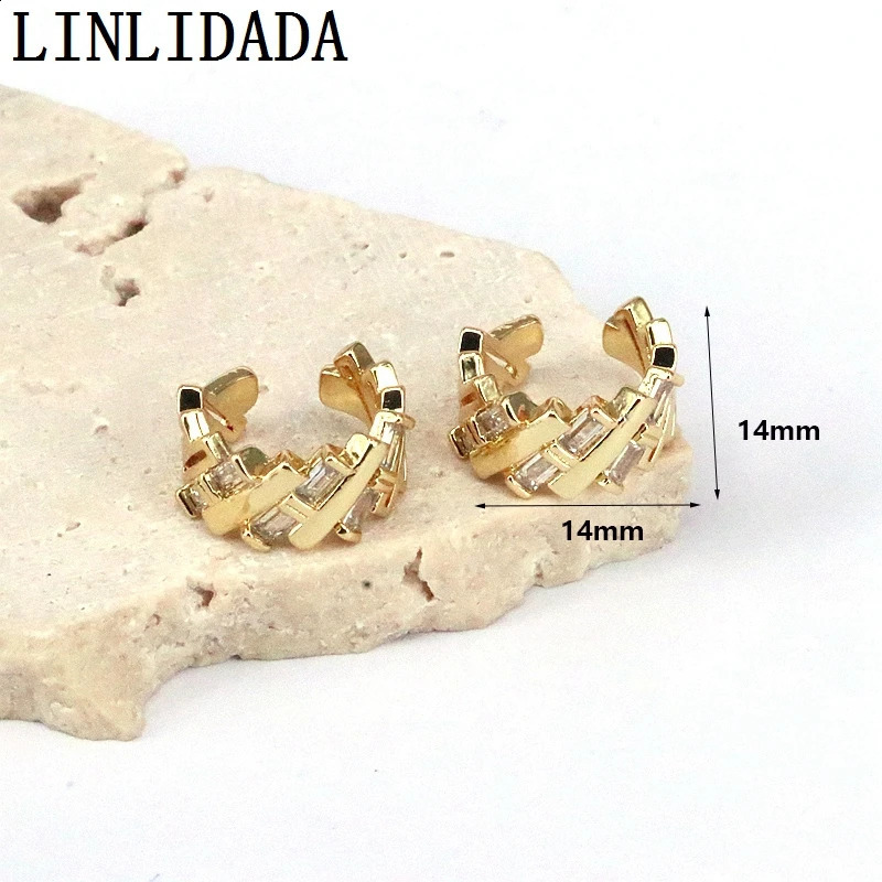 10Pairs Elegant 18k Gold Plated Inlaid Cubic Zirconia Multilayer Ear Cuff Simple Clip-on Earrings Female Cartilage Ear Jewelry 241220