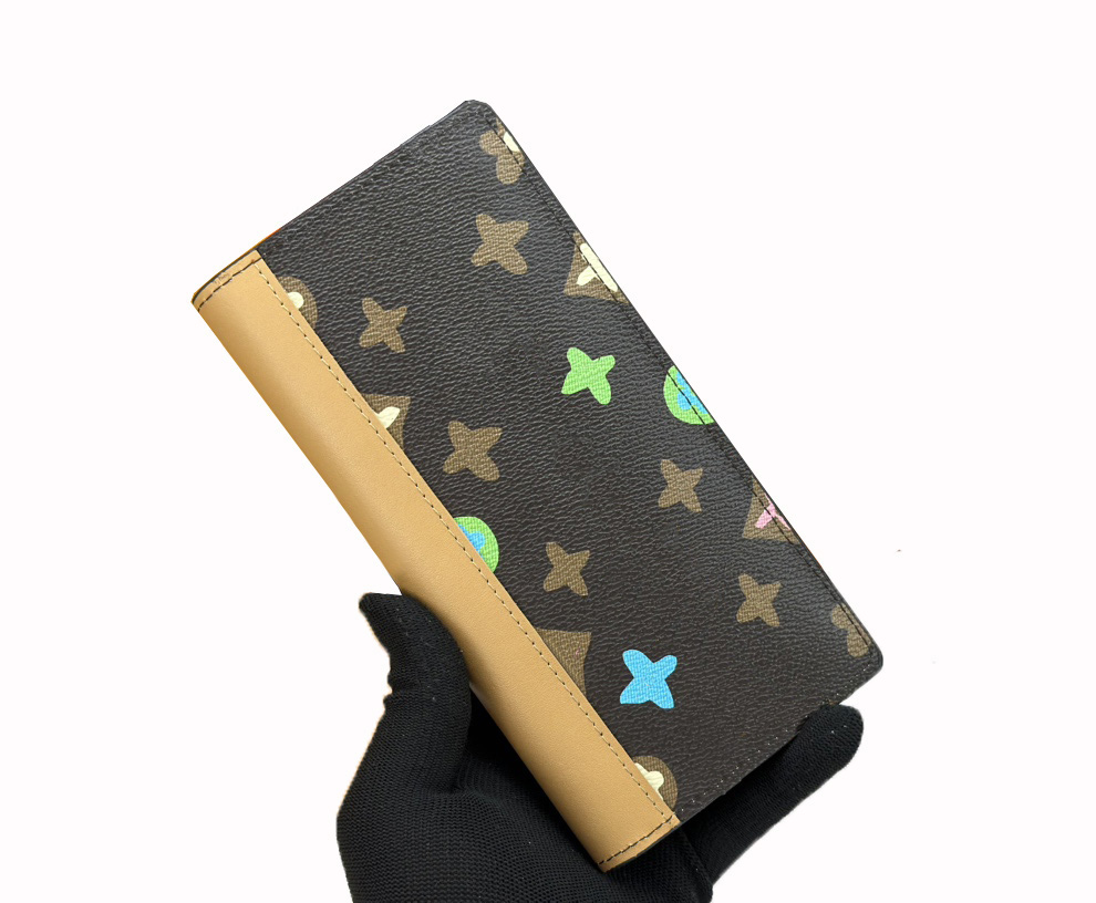 Stylish Men's Designer Wallet by Brazza Fashion Shadow Long Purse Premium Quality Classic Flowers Vertical Style Money Clip & Card Holder Small Clutch Bag with Box