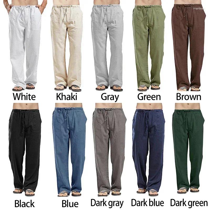 Men's Pants Korean Spring Linen Wide Men Oversize Linens Trousers Streetwear Male Summer Yoga Casual Plus Size Clothing 5XL