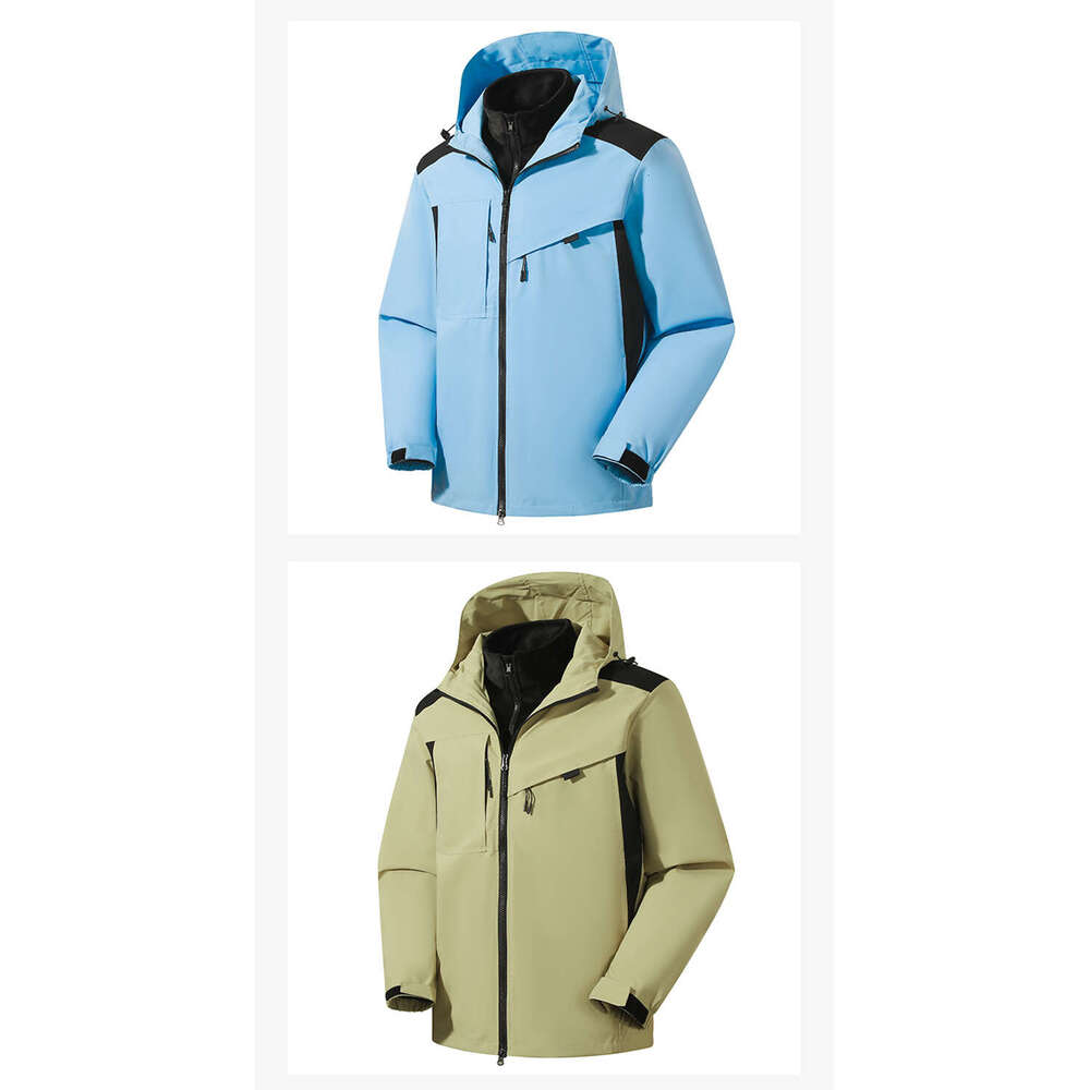 Live streaming waterproof windproof outdoor three in one jacket for men and women, two-piece jacket, silver fox fur