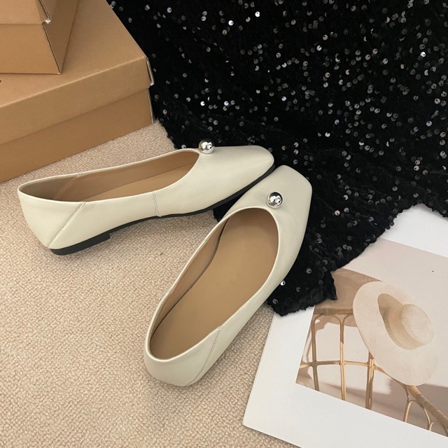 Monica 2024 Square Toe Single Shoe With Fashionable And Light Mouth Silver Mary Jane Ballet Shoes 103-3