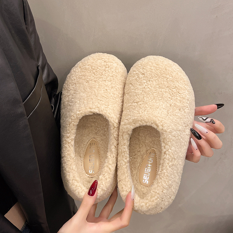Winter New Designer Baotou Plush Women's Shoes Outdoor Round Head Deep Mouth Leopard Pattern Suede Thick Bottom Shoes Casual Anti Slip And Wear R