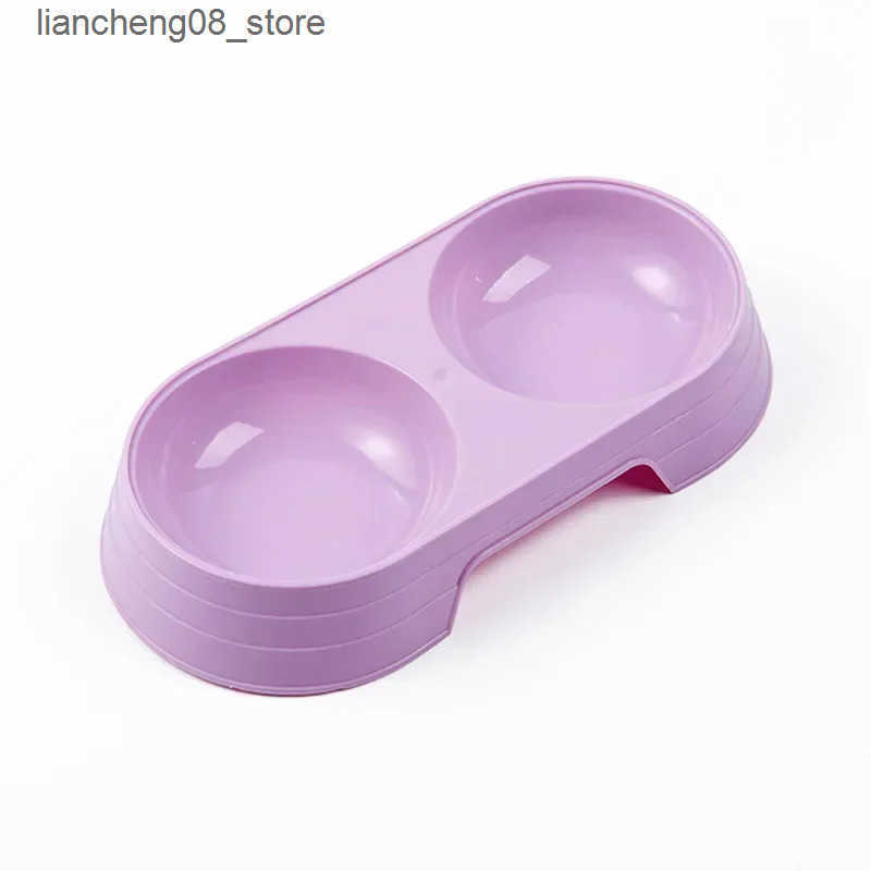 Dog Bowls Dishes Dogs and Cats Double Macarons Plastic Double Pet B owl Drinking Water L240910