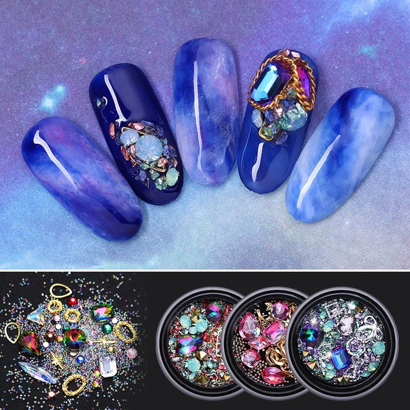 3D Nail Art Rhinestones Metal Rivet Beads Studs Mixed Size Nail Art Decoration Accessories Nail Stones Decors DIY Tips 241223