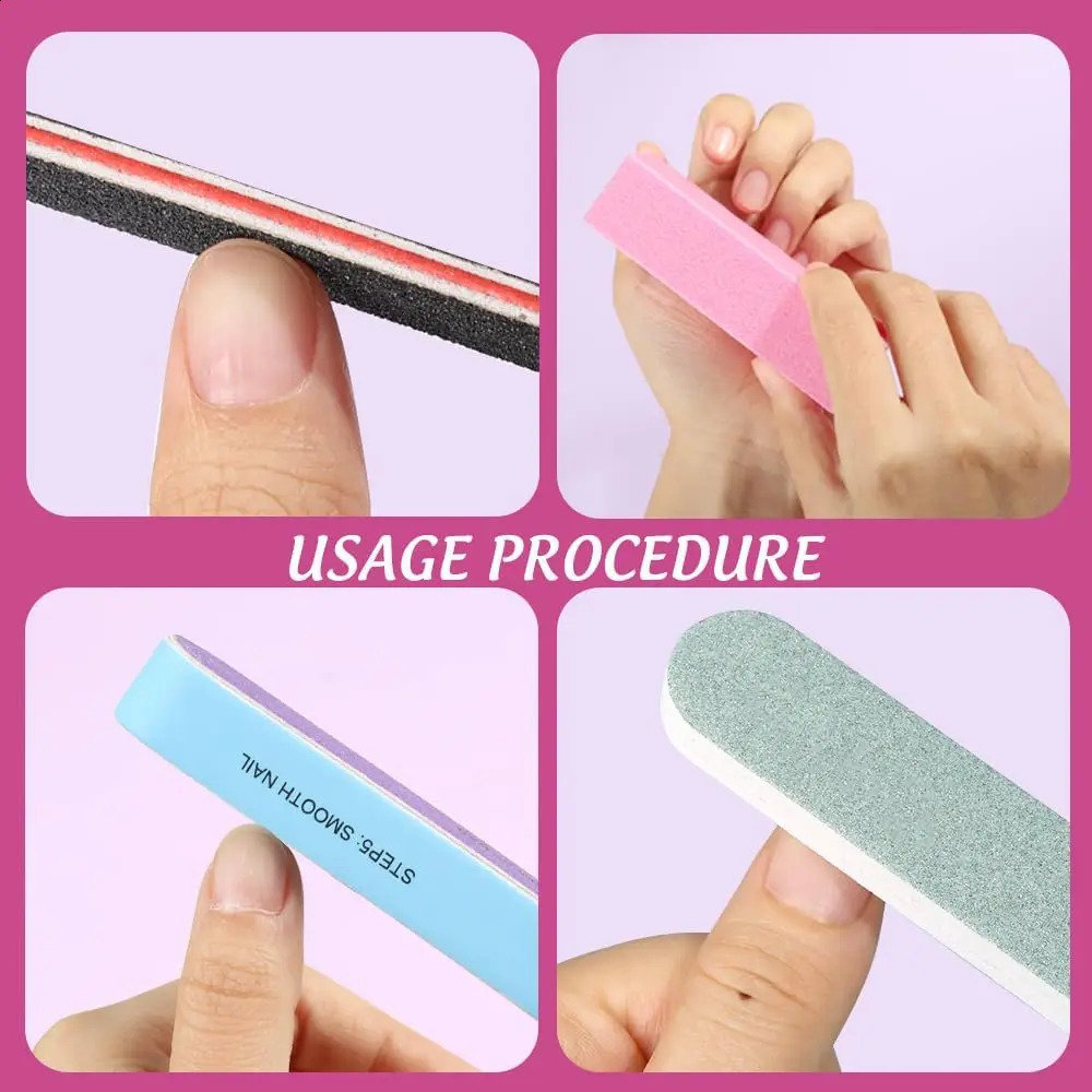 20pcs/Set Nail Files Colour Rectangle Rubbing And Polishing Block Sets 400/1000 Grit Rub-down Strip Smooth Nail Tools 241223