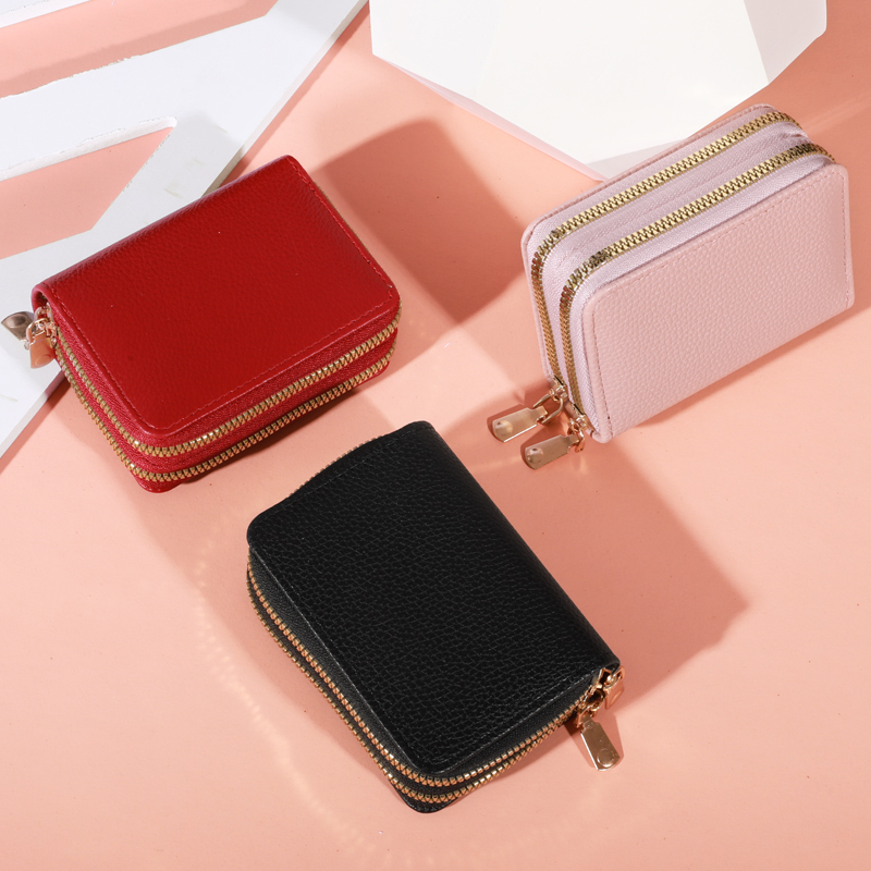 Women Short Style Lycheepattern Fashion Large Capacity Multi Caroslot Coin Purse With Zipper