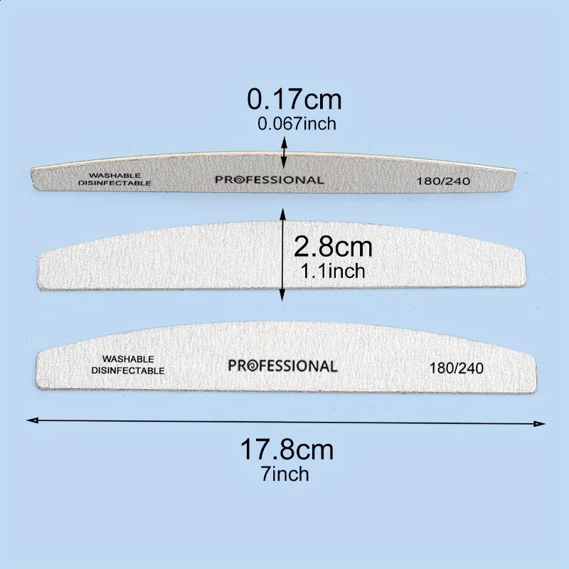 5 pcs Top selling double-sided nail file half moon shaped diamond shaped oval nail tool for nail trimming Rubbing strips 241223