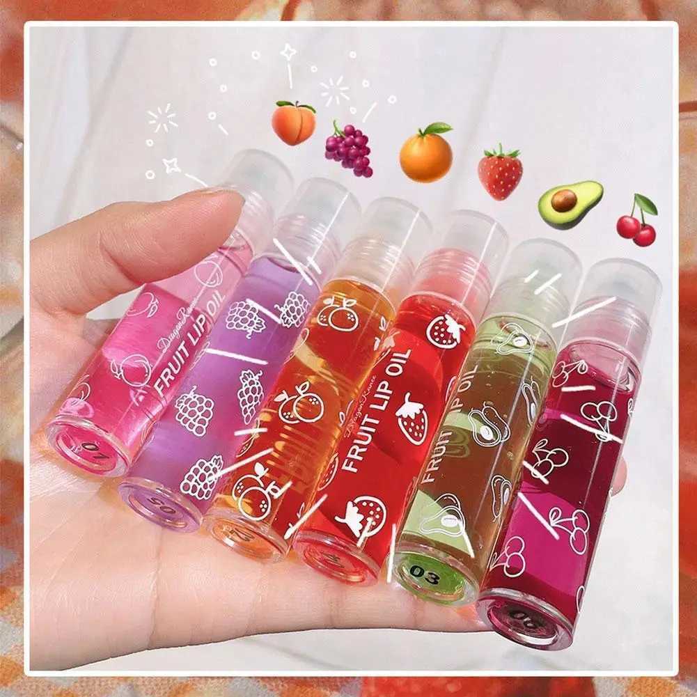 6-color roll on fruit lipstick moisturizing mirror background lipstick moisturizing random gloss transparentW241223