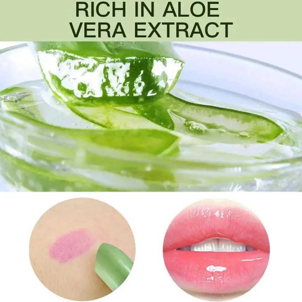 Aloe Vera Discolored Lip Balm Jelly Magic Color Changing Moisturizing Girl Lipstick Nourishing Gloss Lasting Makeup Lip A0A9XJ241223