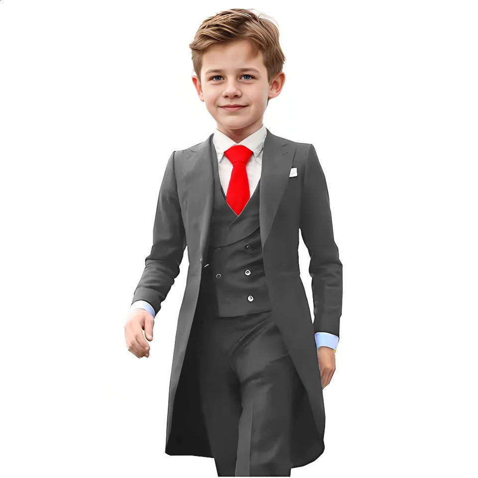 Boy Blazer Tuxedo Suits For Boys 3 Piece Party Costume Wedding Dress Piano Performance Formal Set For child Jacket For Kids 241223