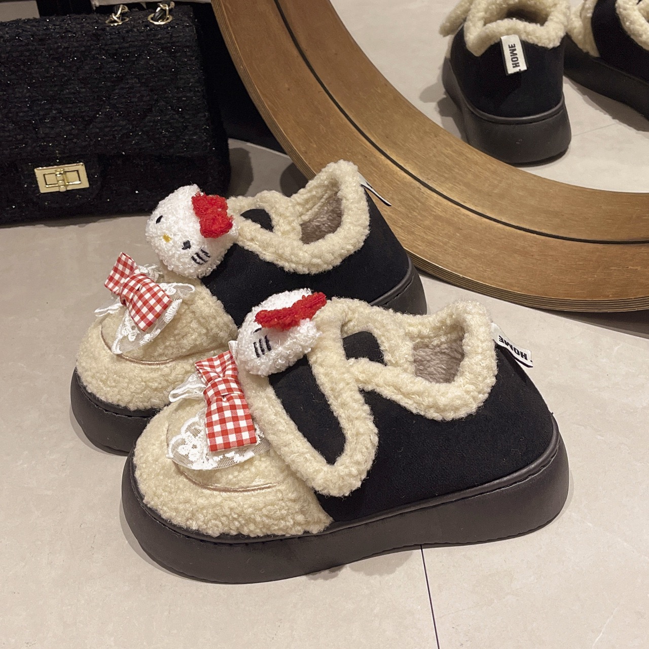 Women Cartoon Cotton Winter Fashion Cute Plush Insulation Korean New Version Snow Trend Flats Casual Shoes 2024 9764