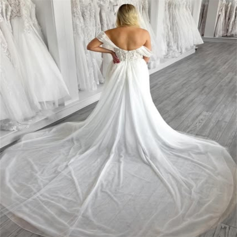 Gatsby Boho Wedding Dresses Off Shoulders A Line Tulle Appliques Lace Bohemian Bridal Gowns Sexy Backless Celtic Country Bride Dress Robe De Mariage V
