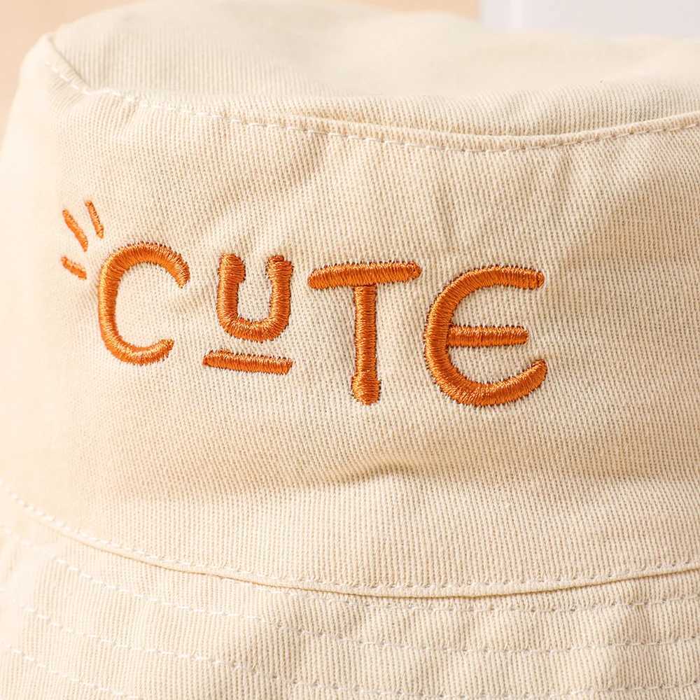 Caps Hats Double sided childrens bucket hat with cute letter string embroidered boy girl fisherman Panama summer outdoor sun cobra H241223