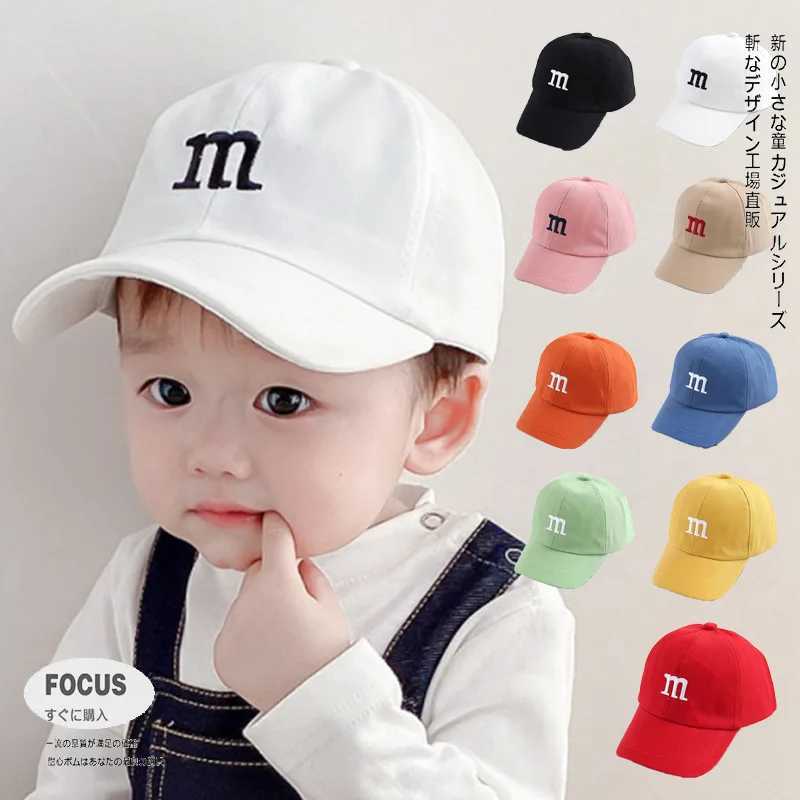 Caps Hats Letter M Embroidered Baby Baseball Hat Solid Color Preschool Boys and Girls Childrens Snapshot Hat Summer Leisure Sun Sunshade Hat H241223