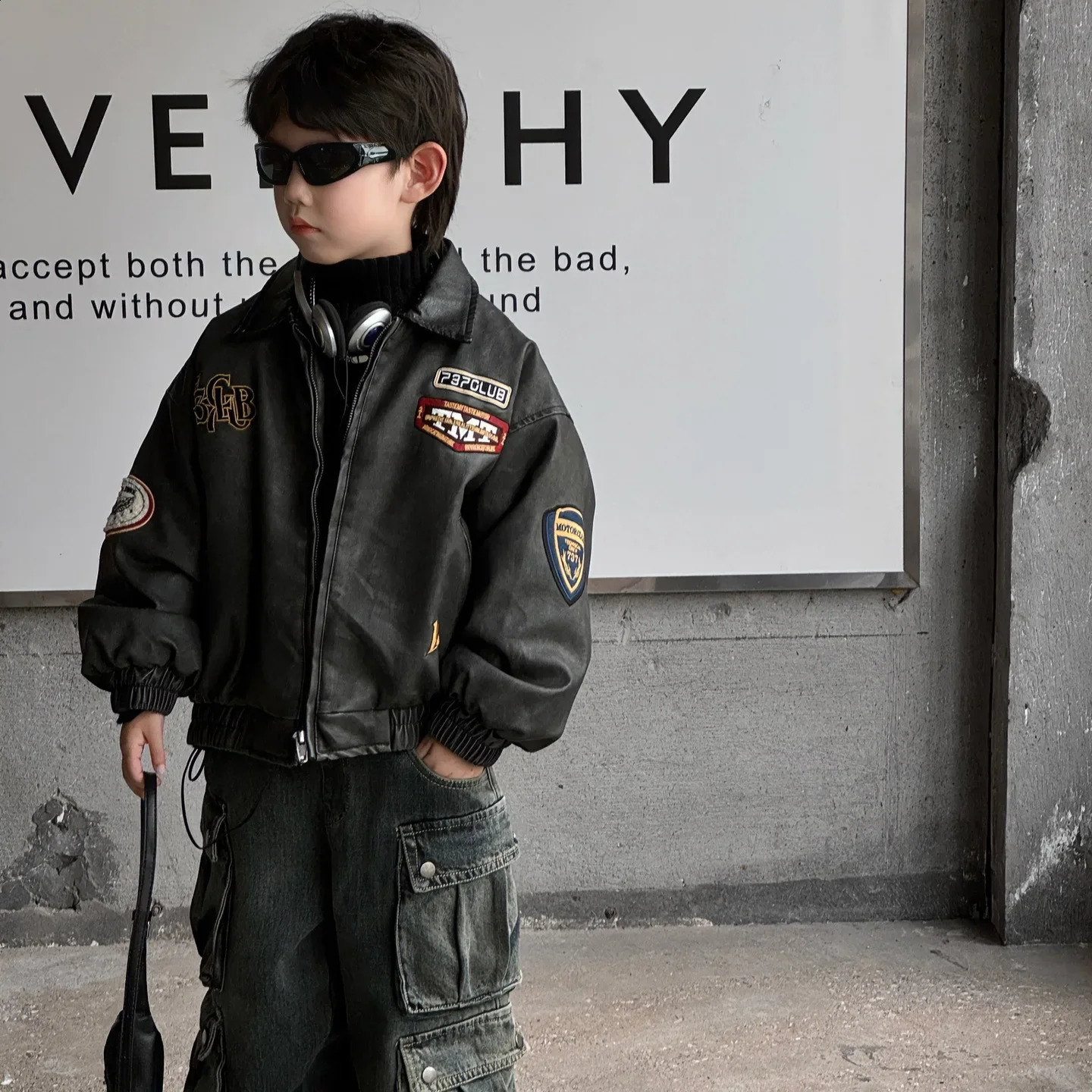 Children Clothing American Style Retro Personality All Match Jacket Winter Boys Handsome Fashion Thickened Jacket 241223
